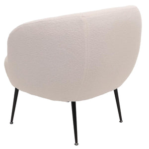 Lounge-Sessel Clubsessel Cocktailsessel Bouclé Stoff Metall weiss