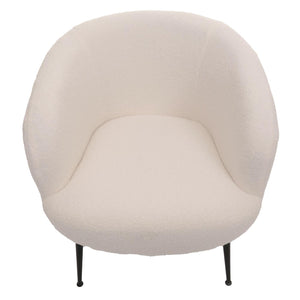 Lounge-Sessel Clubsessel Cocktailsessel Bouclé Stoff Metall weiss