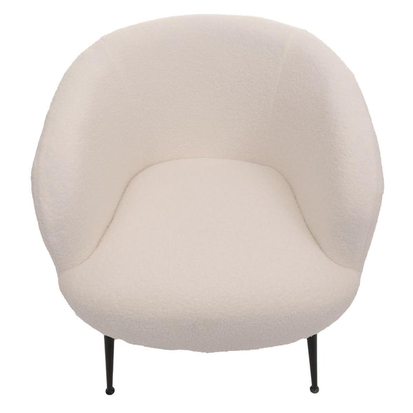 Lounge-Sessel Clubsessel Cocktailsessel Bouclé Stoff Metall weiss
