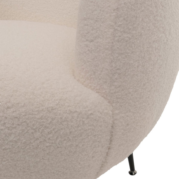 Lounge-Sessel Clubsessel Cocktailsessel Bouclé Stoff Metall weiss