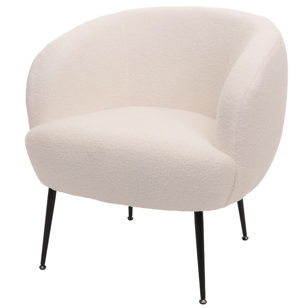 Lounge-Sessel Clubsessel Cocktailsessel Bouclé Stoff Metall weiss