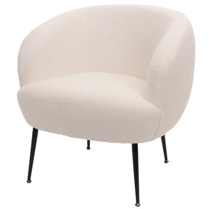 Lounge-Sessel Clubsessel Cocktailsessel Bouclé Stoff Metall weiss