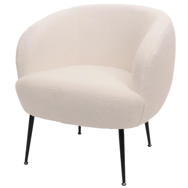 Lounge-Sessel Clubsessel Cocktailsessel Bouclé Stoff Metall weiss
