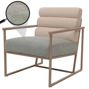 Lounge-Sessel Clubsessel Stoff Metall beige Polster blau-grün