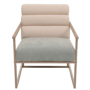 Lounge-Sessel Clubsessel Stoff Metall beige Polster blau-grün