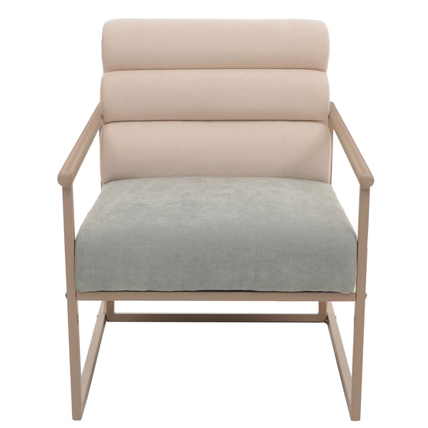 Lounge-Sessel Clubsessel Stoff Metall beige Polster blau-grün