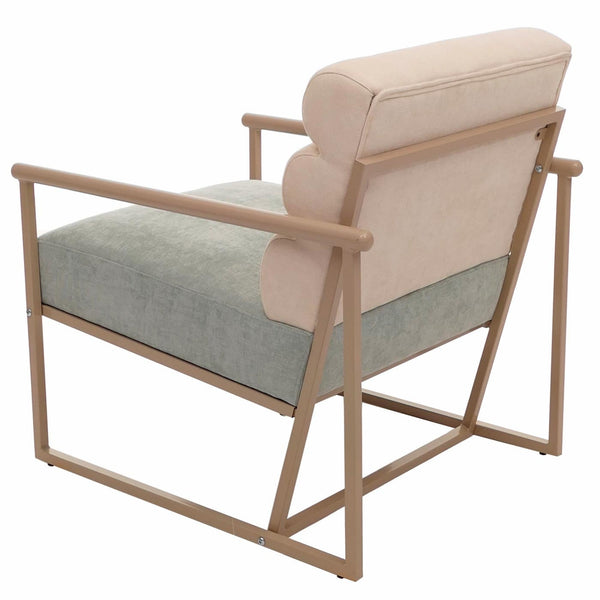 Lounge-Sessel Clubsessel Stoff Metall beige Polster blau-grün