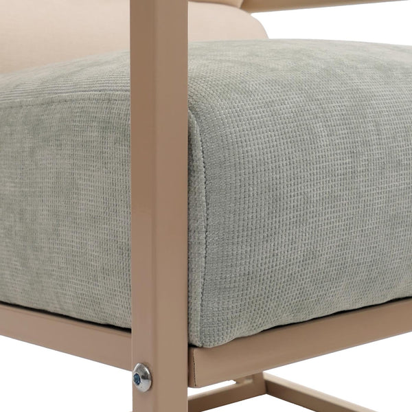 Lounge-Sessel Clubsessel Stoff Metall beige Polster blau-grün
