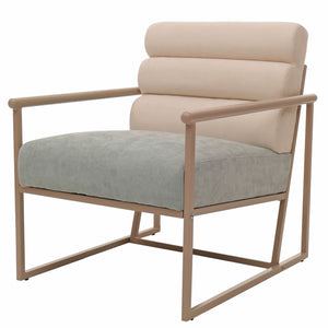 Lounge-Sessel Clubsessel Stoff Metall beige Polster blau-grün
