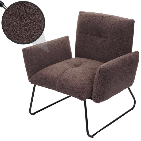 Lounge-Sessel Cocktailsessel Bouclé Stoff braun