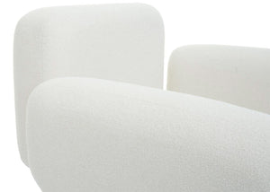 Lounge-Sessel Cocktailsessel Bouclé Stoff Metall creme-weiss