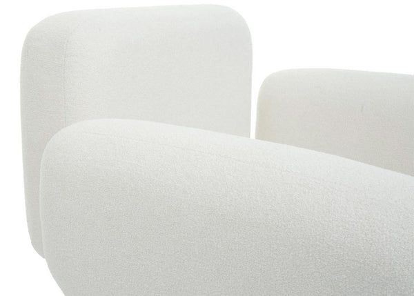 Lounge-Sessel Cocktailsessel Bouclé Stoff Metall creme-weiss