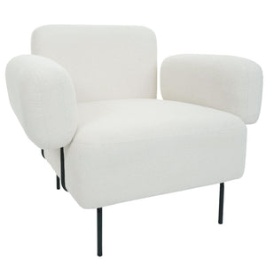 Lounge-Sessel Cocktailsessel Bouclé Stoff Metall creme-weiss