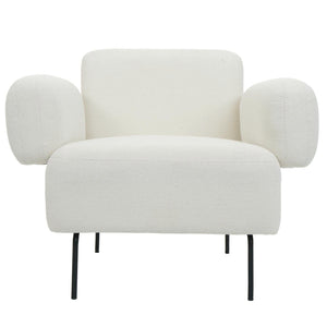 Lounge-Sessel Cocktailsessel Bouclé Stoff Metall creme-weiss