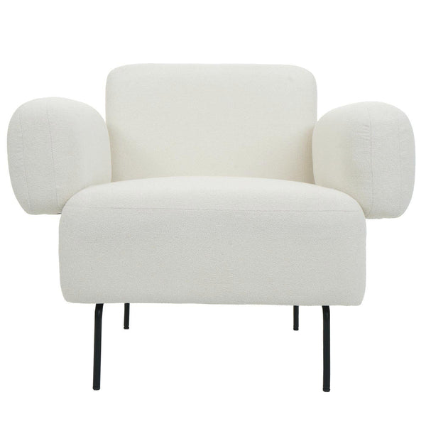 Lounge-Sessel Cocktailsessel Bouclé Stoff Metall creme-weiss