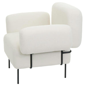Lounge-Sessel Cocktailsessel Bouclé Stoff Metall creme-weiss