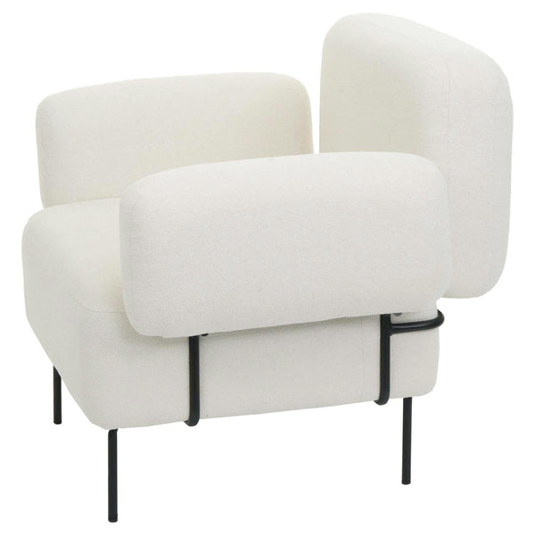 Lounge-Sessel Cocktailsessel Bouclé Stoff Metall creme-weiss