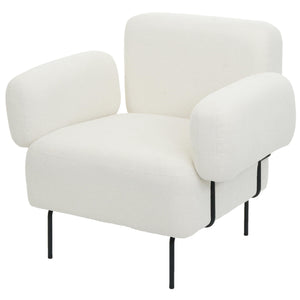 Lounge-Sessel Cocktailsessel Bouclé Stoff Metall creme-weiss