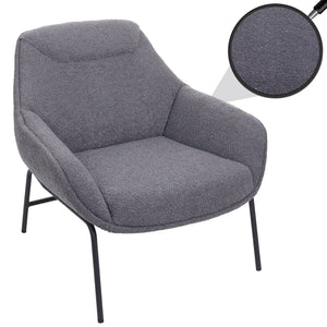 Lounge-Sessel Cocktailsessel Bouclé Stoff Metall dunkelgrau
