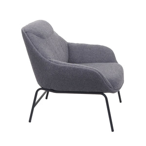 Lounge-Sessel Cocktailsessel Bouclé Stoff Metall dunkelgrau
