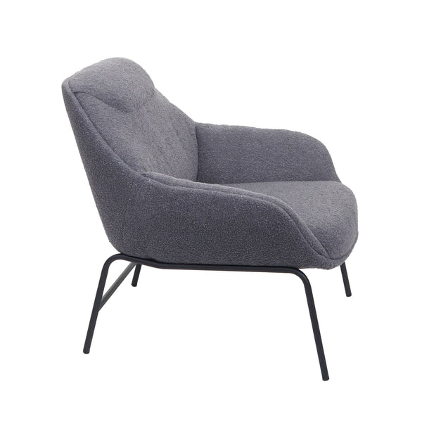 Lounge-Sessel Cocktailsessel Bouclé Stoff Metall dunkelgrau