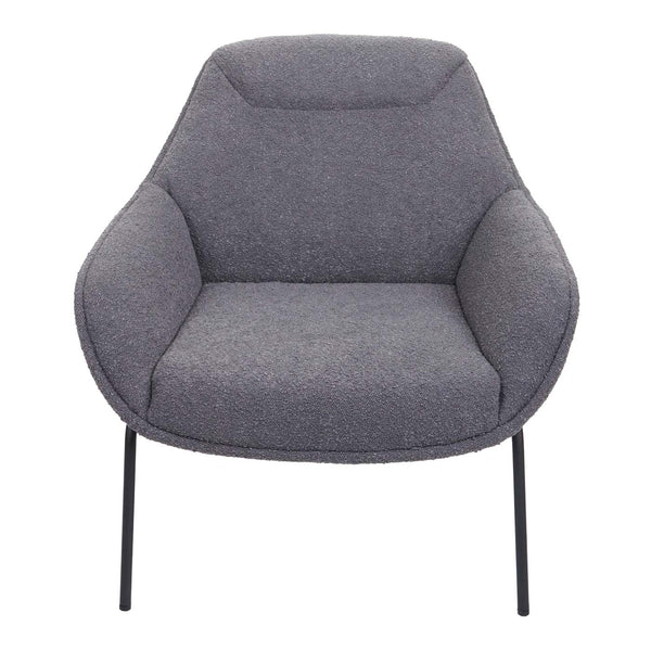 Lounge-Sessel Cocktailsessel Bouclé Stoff Metall dunkelgrau