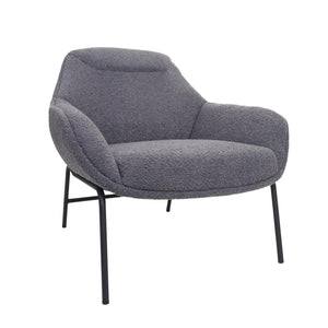 Lounge-Sessel Cocktailsessel Bouclé Stoff Metall dunkelgrau