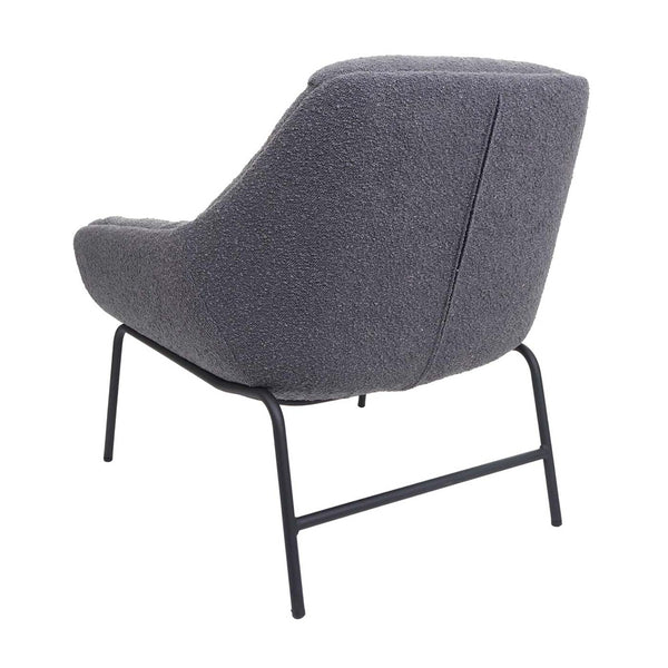 Lounge-Sessel Cocktailsessel Bouclé Stoff Metall dunkelgrau
