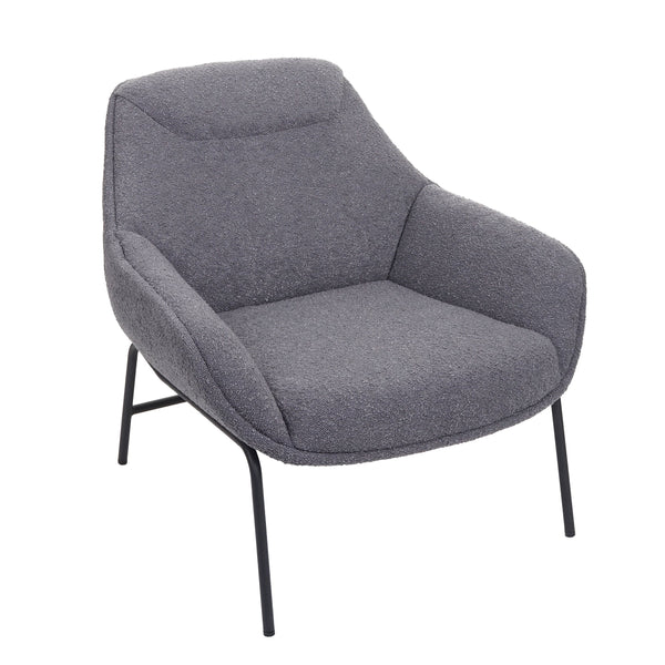 Lounge-Sessel Cocktailsessel Bouclé Stoff Metall dunkelgrau