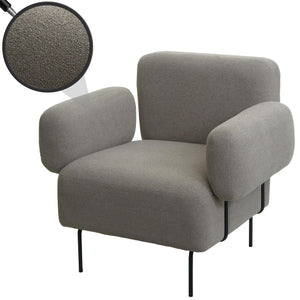 Lounge-Sessel Cocktailsessel Bouclé Stoff Metall grau