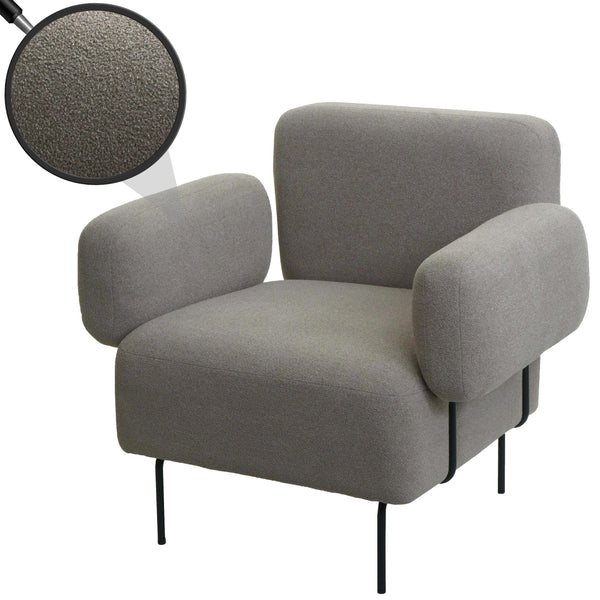 Lounge-Sessel Cocktailsessel Bouclé Stoff Metall grau