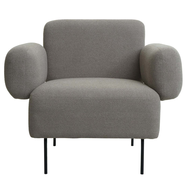 Lounge-Sessel Cocktailsessel Bouclé Stoff Metall grau