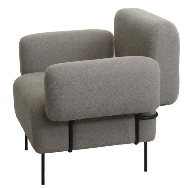 Lounge-Sessel Cocktailsessel Bouclé Stoff Metall grau