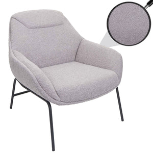 Lounge-Sessel Cocktailsessel Bouclé Stoff Metall hellgrau