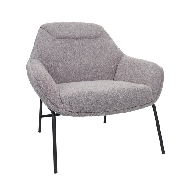 Lounge-Sessel Cocktailsessel Bouclé Stoff Metall hellgrau
