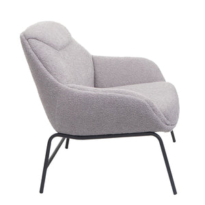 Lounge-Sessel Cocktailsessel Bouclé Stoff Metall hellgrau