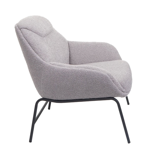 Lounge-Sessel Cocktailsessel Bouclé Stoff Metall hellgrau