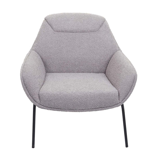 Lounge-Sessel Cocktailsessel Bouclé Stoff Metall hellgrau