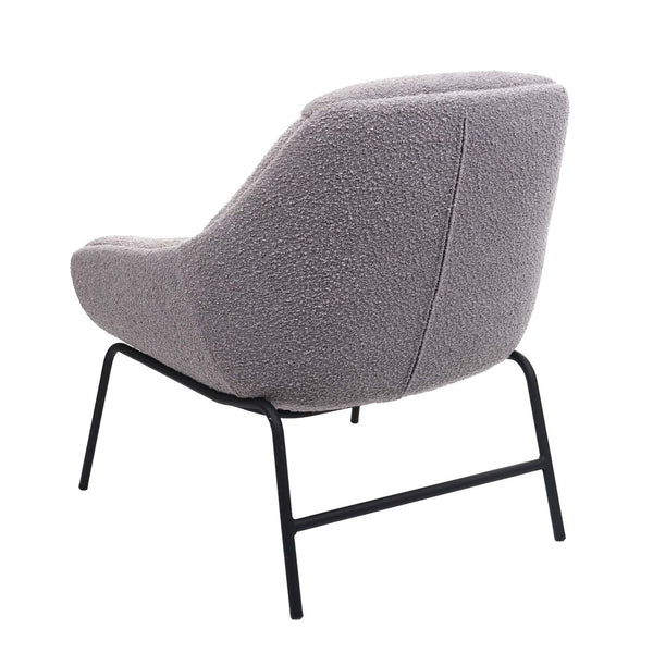 Lounge-Sessel Cocktailsessel Bouclé Stoff Metall hellgrau