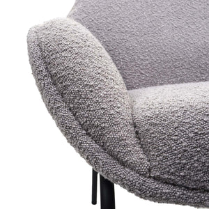 Lounge-Sessel Cocktailsessel Bouclé Stoff Metall hellgrau