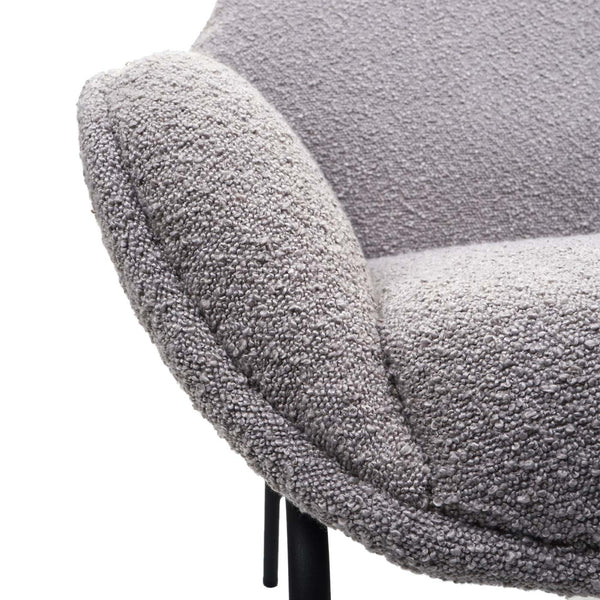 Lounge-Sessel Cocktailsessel Bouclé Stoff Metall hellgrau