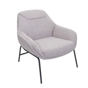 Lounge-Sessel Cocktailsessel Bouclé Stoff Metall hellgrau