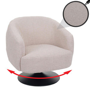 Lounge-Sessel Cocktailsessel drehbar Bouclé Stoff Metall creme-beige