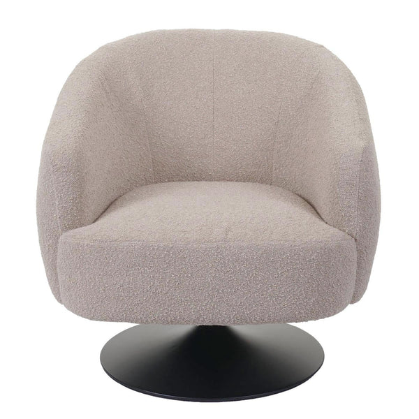 Lounge-Sessel Cocktailsessel drehbar Bouclé Stoff Metall creme-beige