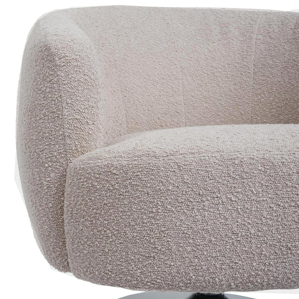 Lounge-Sessel Cocktailsessel drehbar Bouclé Stoff Metall creme-beige
