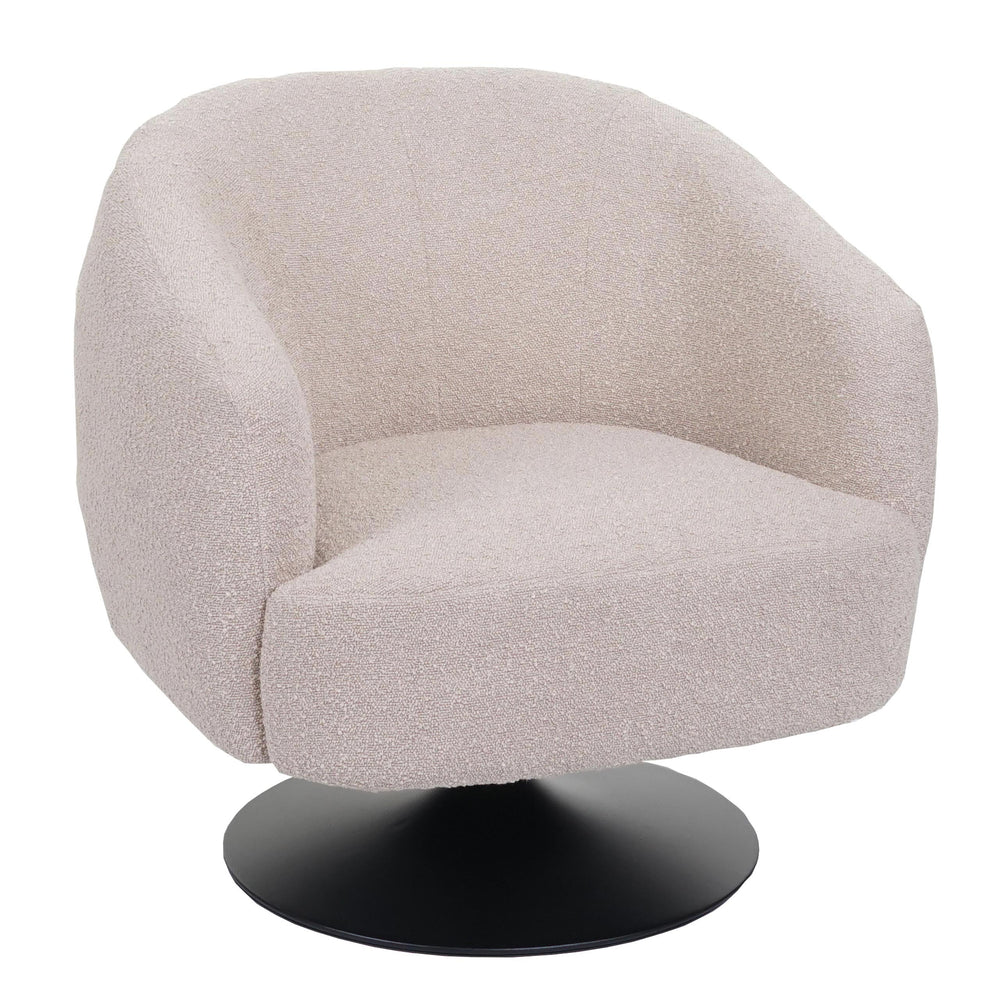 Lounge-Sessel Cocktailsessel drehbar Bouclé Stoff Metall creme-beige