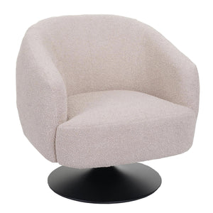Lounge-Sessel Cocktailsessel drehbar Bouclé Stoff Metall creme-beige
