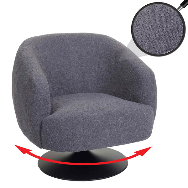 Lounge-Sessel Cocktailsessel drehbar Bouclé Stoff Metall dunkelgrau