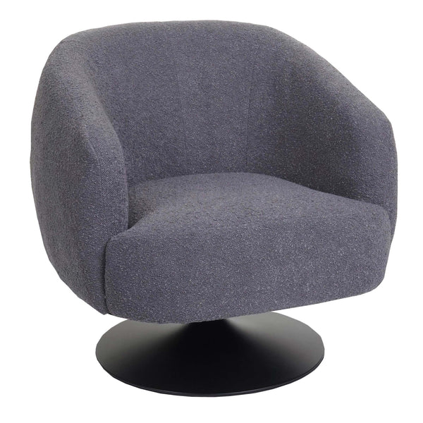 Lounge-Sessel Cocktailsessel drehbar Bouclé Stoff Metall dunkelgrau