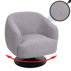Lounge-Sessel Cocktailsessel drehbar Bouclé Stoff Metall hellgrau